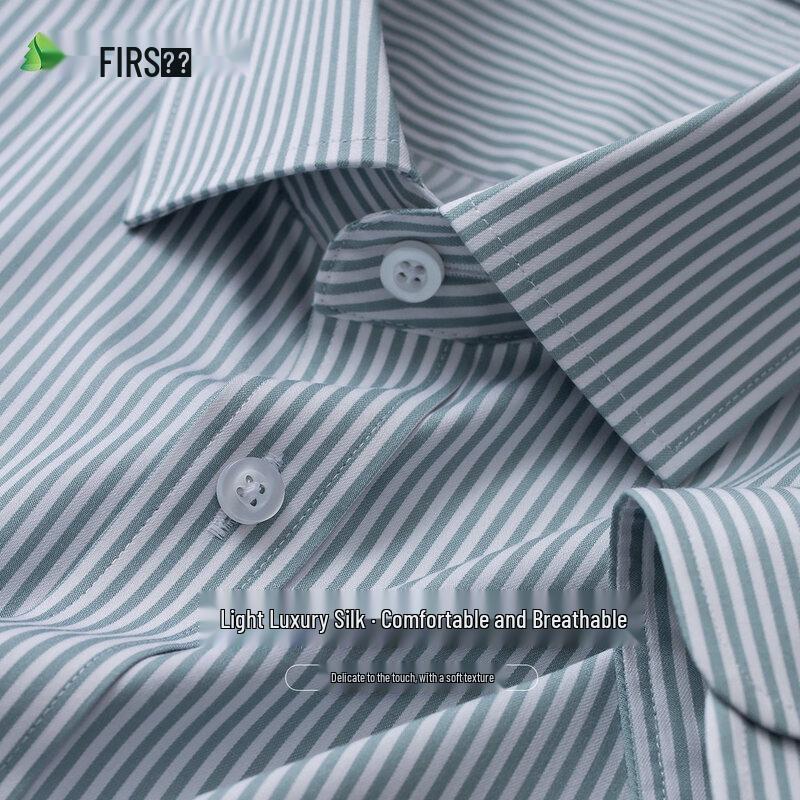 Shanshan Men s Business Casual Striped Long-Sleeve Silk Blend Shirt 180/100