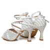 Party Dance Shoes Ladies Salsa Black Red Tango Shoes Latin Dance Shoes Girls Thin Heel Open Toe Ballroom Dancing Shoes