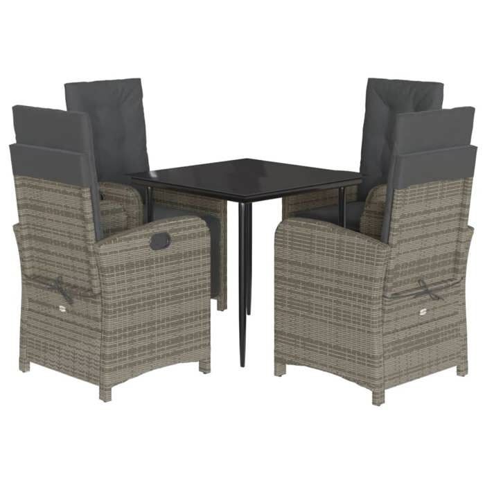 VidaXL Ensemble à Manger de Jardin avec Coussins 5 pcs, Table et Chaises avec Dossier Réglable, Meubles d'Extérieur Patio 3212352