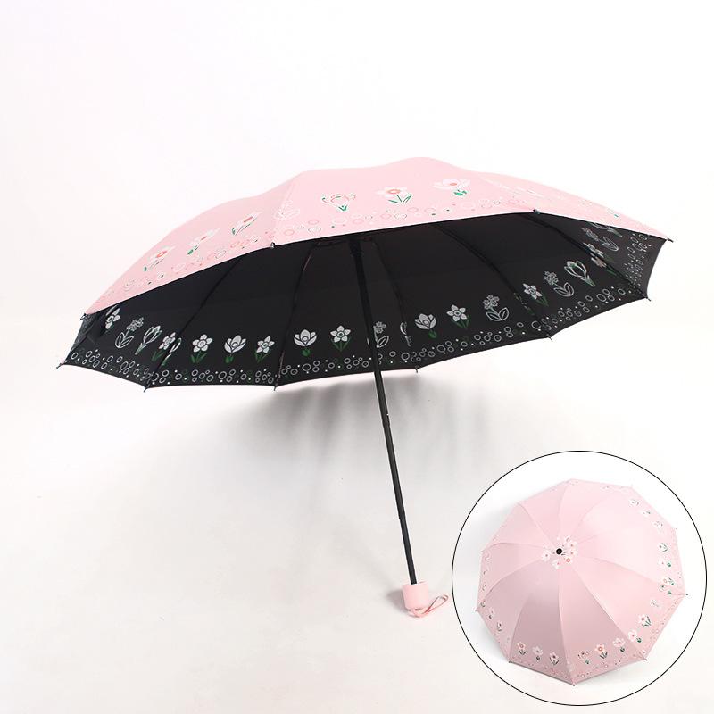 Ten-bone sunshade flower double-sided printed flower umbrella large folding umbrella outdoor small fresh weather and rain sun umbrella sun umbrella