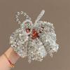 Silver Elastic Hair Tie Beaded Hair Bands 2025 New Bowknot Hair Scrunchie  for Women Girls