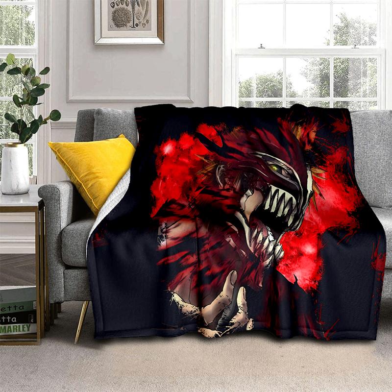 3D Bleach Kurosaki Ichigo Cartoon Anime Soft Blanket,Soft Throw Blanket for Home Bedroom Bed Sofa Travel Cover Child Gift
