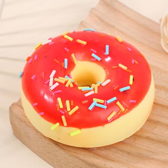 Squeeze Toy Soft Slow Rebound Stress Relief Toy 7cm Realistic Donut Simulation for Kids Adults Desktop Decoration Baking Prop Photo Background