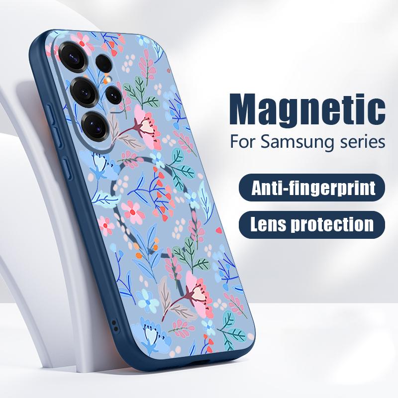Custodia con Motivo Floreale a Cartone Animato Per Samsung Galaxy S26 Ultra S25 Edge S24 Plus S23 FE S22 A17 A54 A55 A56 A57 5G Magnetica Per Magsafe Copertura Opaca