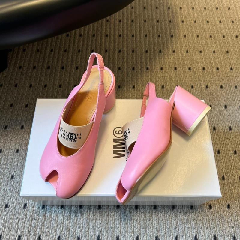 MM6 Samt Riemen Flache Sandalen - Frühling/Sommer '26 - Apfel Zehenpartie, Elastisches Band, Vielseitiges High Heel Design