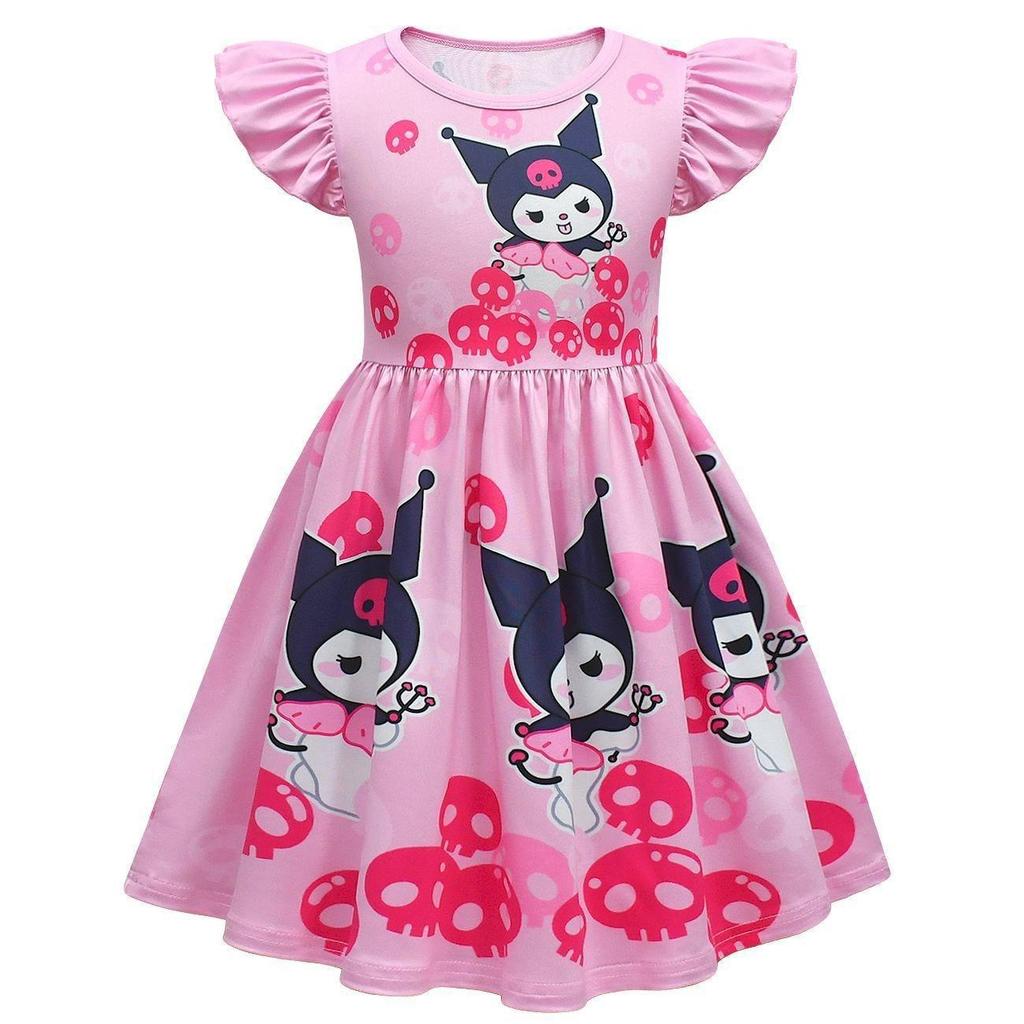 Summer Cartoon Sanrio Kuromi Kuromi Cute Princess Dress Digital 3D Printed Kids Dress Dress