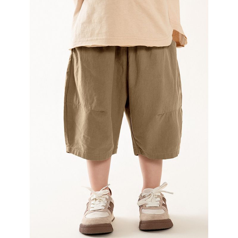Children's Clothing Boys' Cropped Pants Summer Kids Korean Style Solid Color Thin Mid-Waist Pants Simple Casual Pants for Young Children