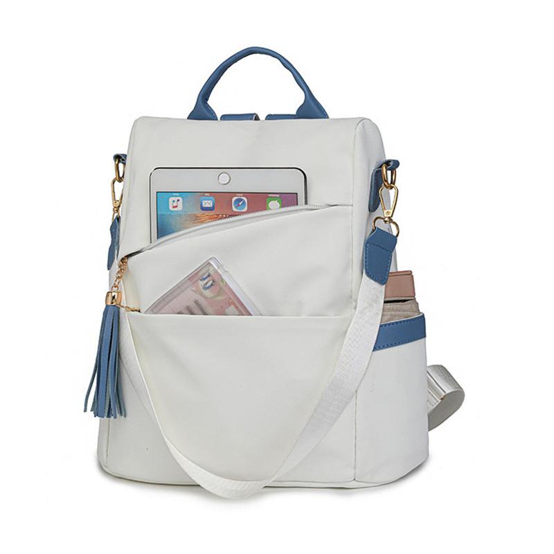 2025 Oxford Cloth Stitching Women'S Backpack Anti-Theft Back Zipper Girls Schoolbag Casual Travel Double Shoulder Backpack