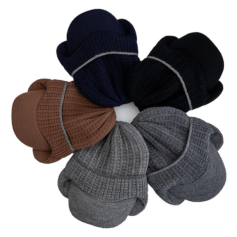 Nowy Styl Pluszowa Podszewka Futrzana Zimowa Czapka z Nausznikami Prosta Kolorystycznie Czapka Beanie Dla Mężczyzn Ciepła Czapka Zimowa Prezent dla Ojca