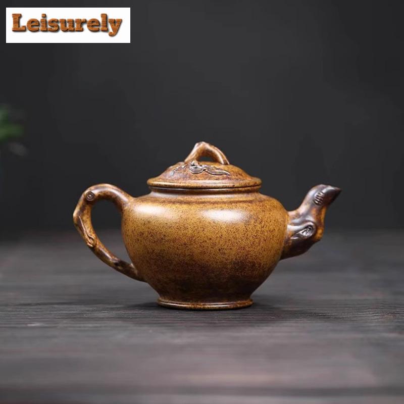 350ml Antique Yixing Purple Clay Teapots Master Handmade Peach Pot Raw Ore Wood-fired Porcelain Mud Kettle Zisha Teaset Supplies