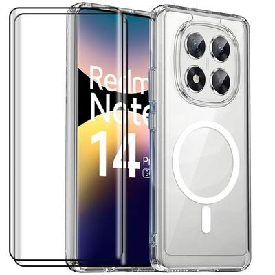 Protective Case - E.F.Connection® - for Xiaomi Redmi Note 14 Pro 5G - Transparent - 2 Tempered Glasses - Shockproof