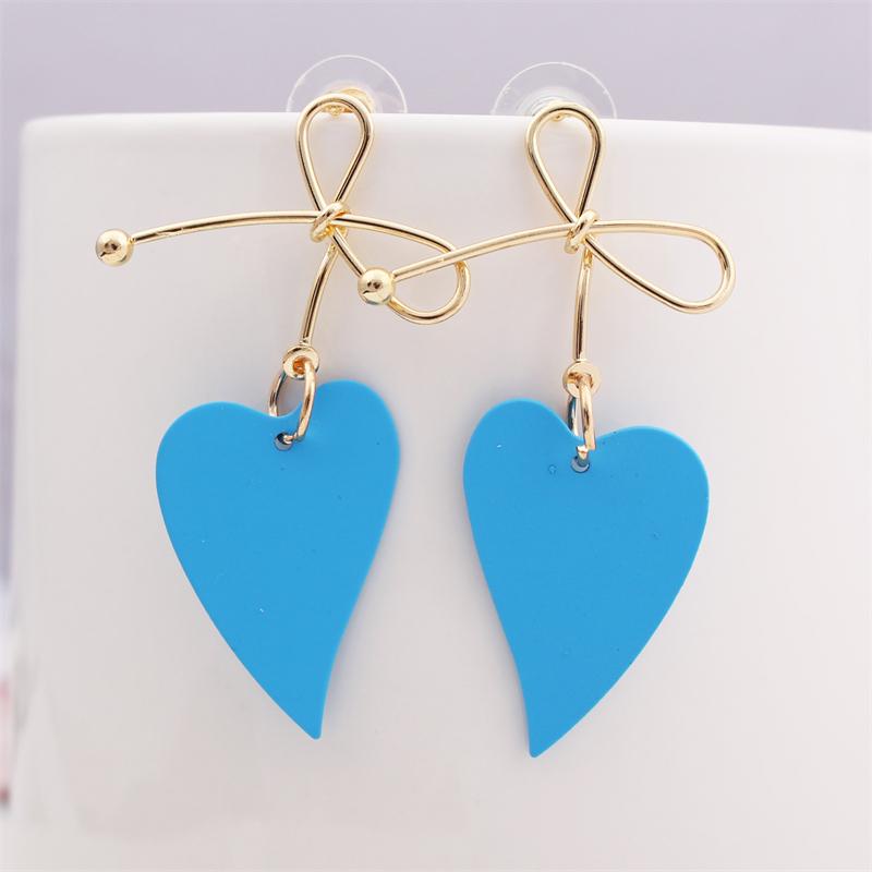 Heart Dangle Earrings for Women Colorful Enamel Crystal Love Heart Sweet Korean Female Drop Earrings aretes de