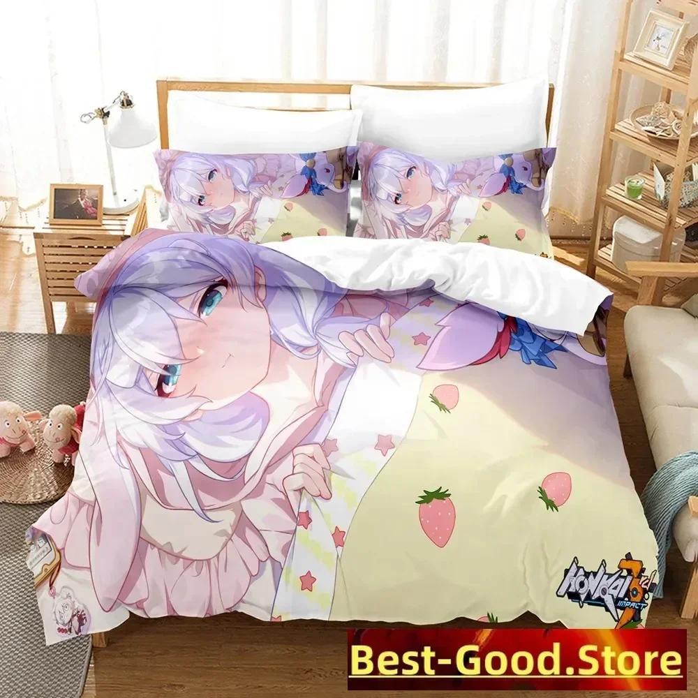 Honkai Impact 3 Bedding Set Printed Bed Set With Pillowcase Bed Duvet Cover Soft Single Double Queen Super King Size Bedroom