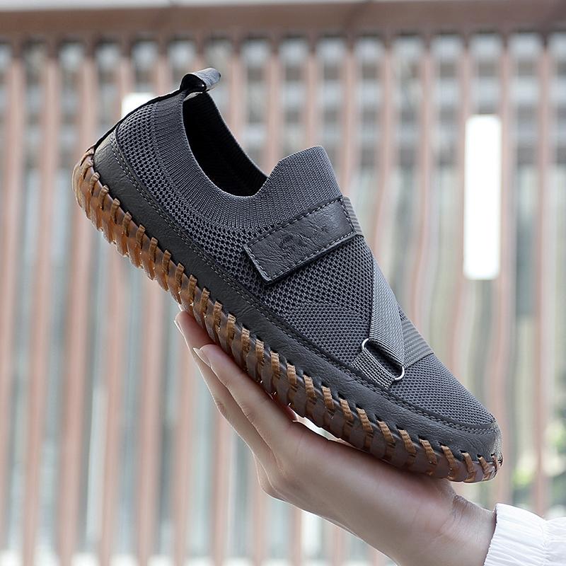 Fashion New Gift Loafers Comfortable Men's Solid Color Slip-On Flats Non-Slip Casual Shoes Outdoor Business Shoes Leisure Mesh Moccasins