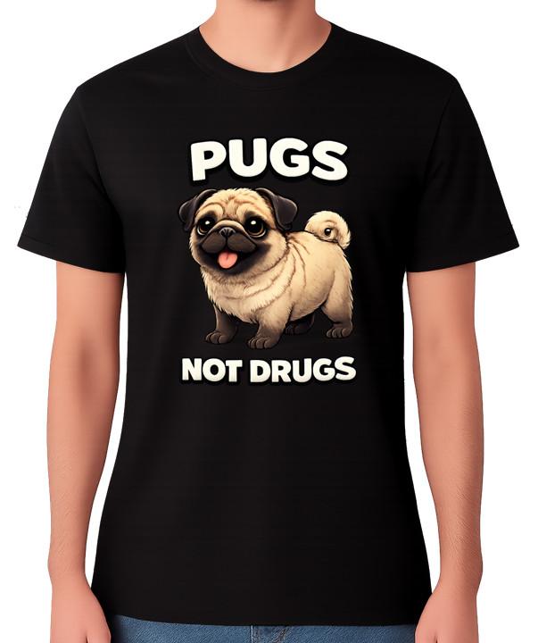 Pugs Not Drugs Funny Pug Graphic Unisex T-Shirt Dog Lover LOL Humour Tee S разноцветный