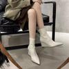 Bottines Compensées en Cuir Verni pour Femmes Chaussures Élégantes à Bout Pointu Talons Compensés Mode Escarpins de Soirée pour Dames Zapatos Mujer