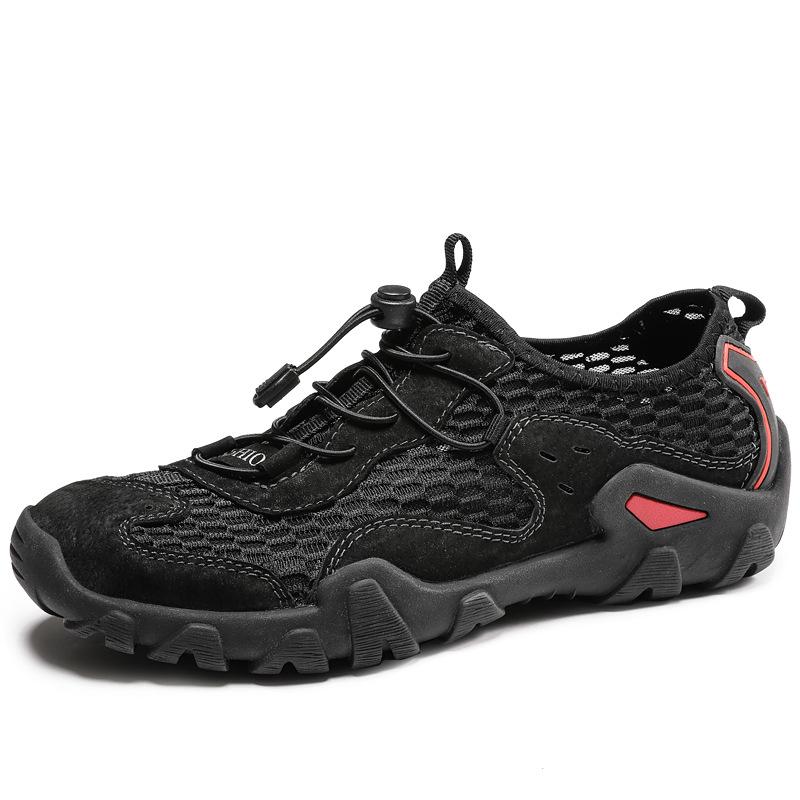 Летняя мода большого размера мужская повседневная обувь сетчатая дышащая пляжная обувь Upstream Shoes 38 чёрный