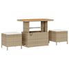 Ensemble de 10 Pièces de Canapés de Jardin avec Coussins Beige Rattan Poly Acacia, Ensemble 3 Pièces de Salle à Manger 3364961
