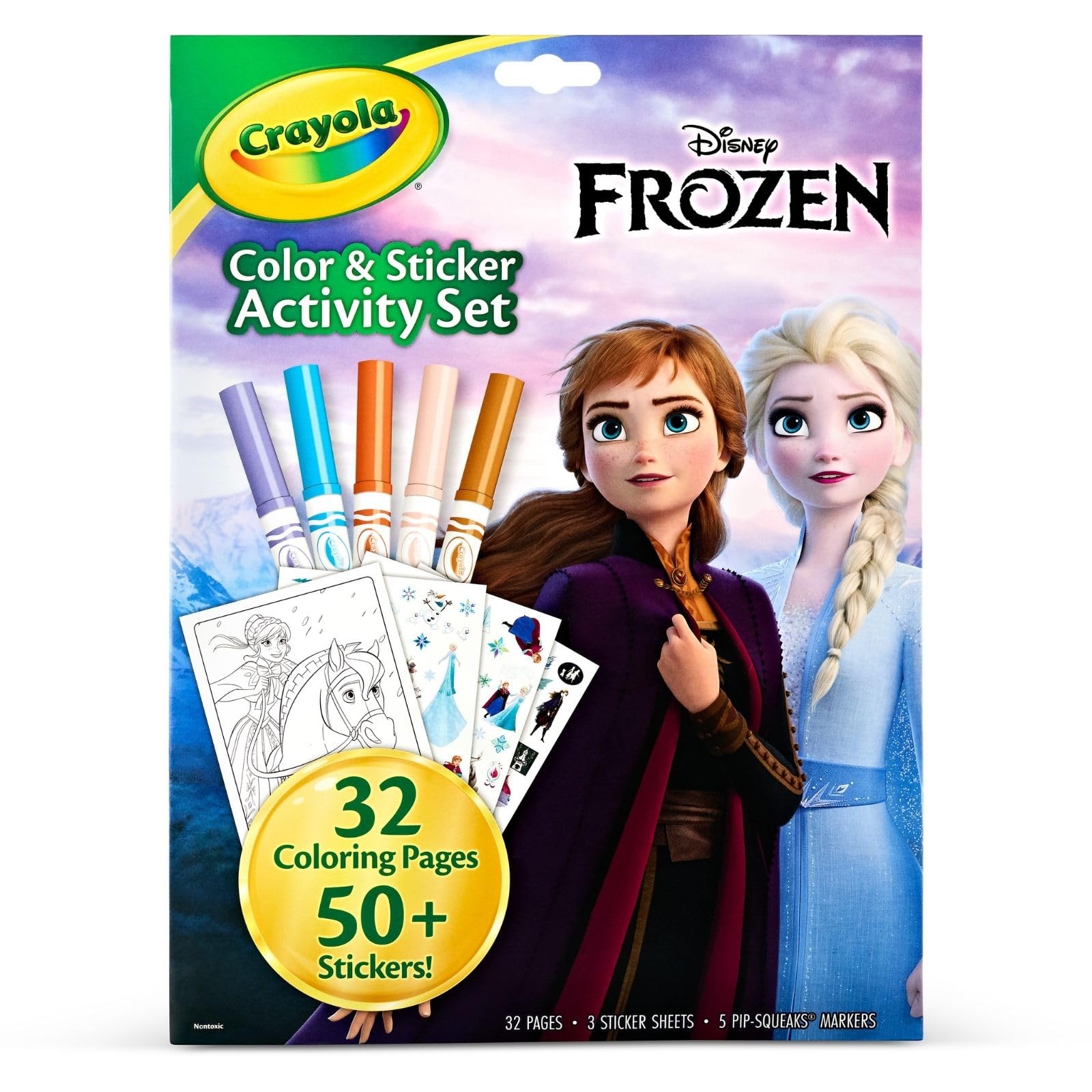 Crayola Color Sticker Activity Frozen Coloring Book with Activity Ages 3 and Authentic & Set, Game, Up, 042744,