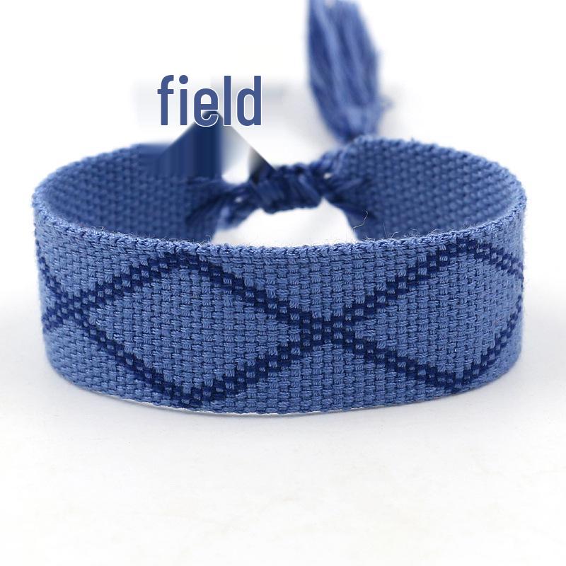 Ethnic Style Woven Bracelet with Embroidered Tassels - D Family DIY Promotion Wristband