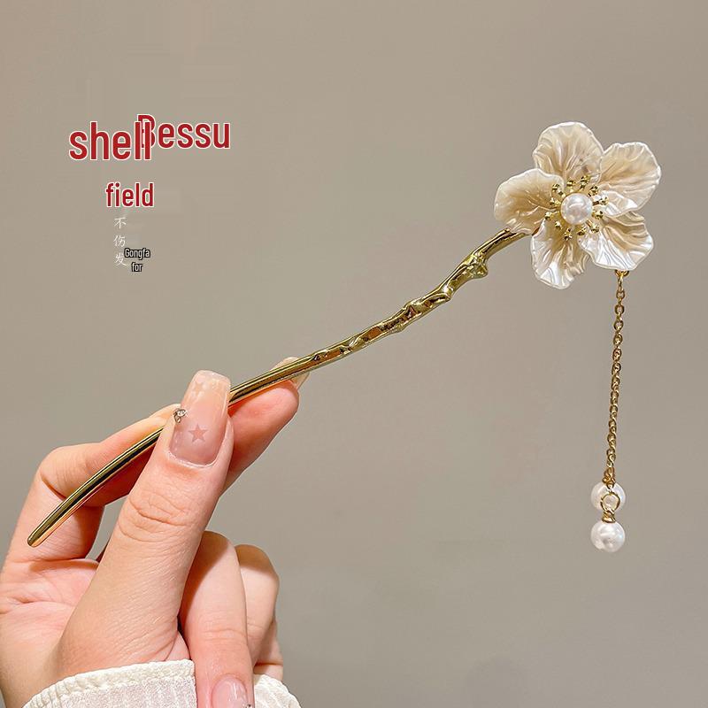 Elegant Retro Tassel Hairpin for Hanfu Updo - Women's Chinese Style Metal Hair Clip