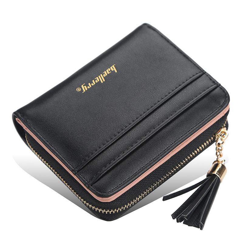 Womens Short Wallet Pu Leather Multicard Holder With Tassel Decoration For Daily Use