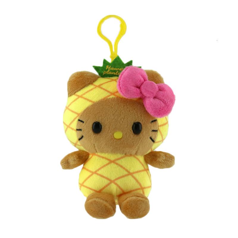 Hawaiian Pineapple Black Kuromi Backpack Charm Kuro-chan Kt Cat Plush Keychain Cute Toy Accessory 4pcs