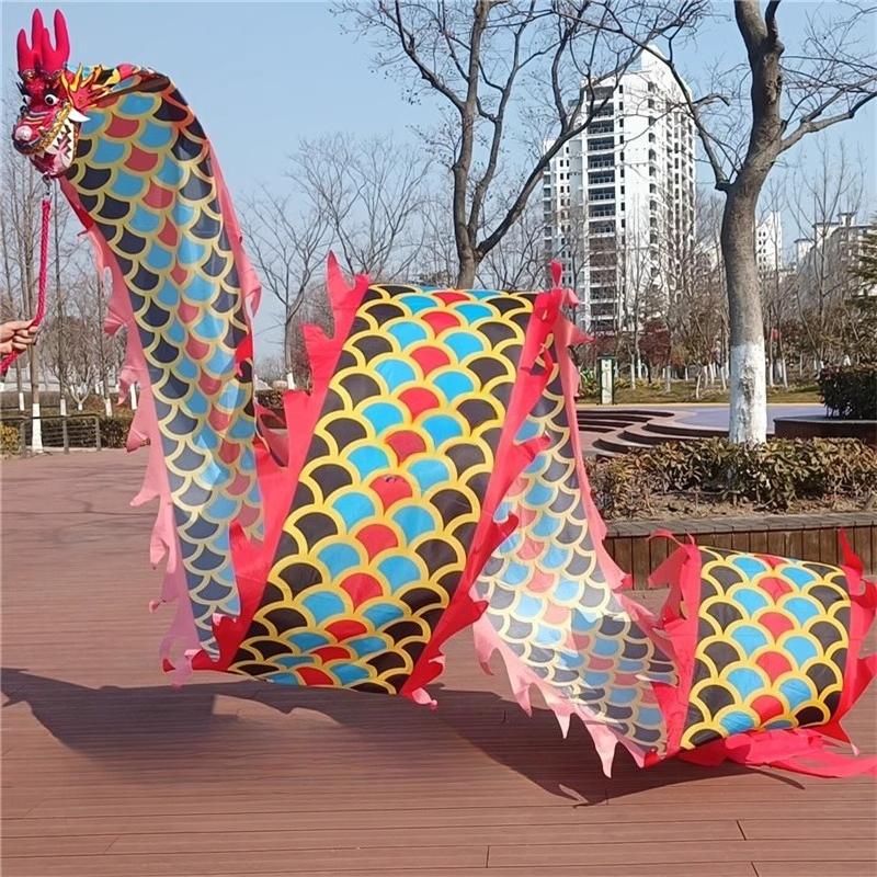 

8Meter 3D Dragon Head Fitness Dance Double-sided Colorful Silk Stage Props New Year Gifts Outdoor Dance Parent-child Sports 8meter