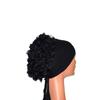 Women's Black Frilly Bun Bonnet