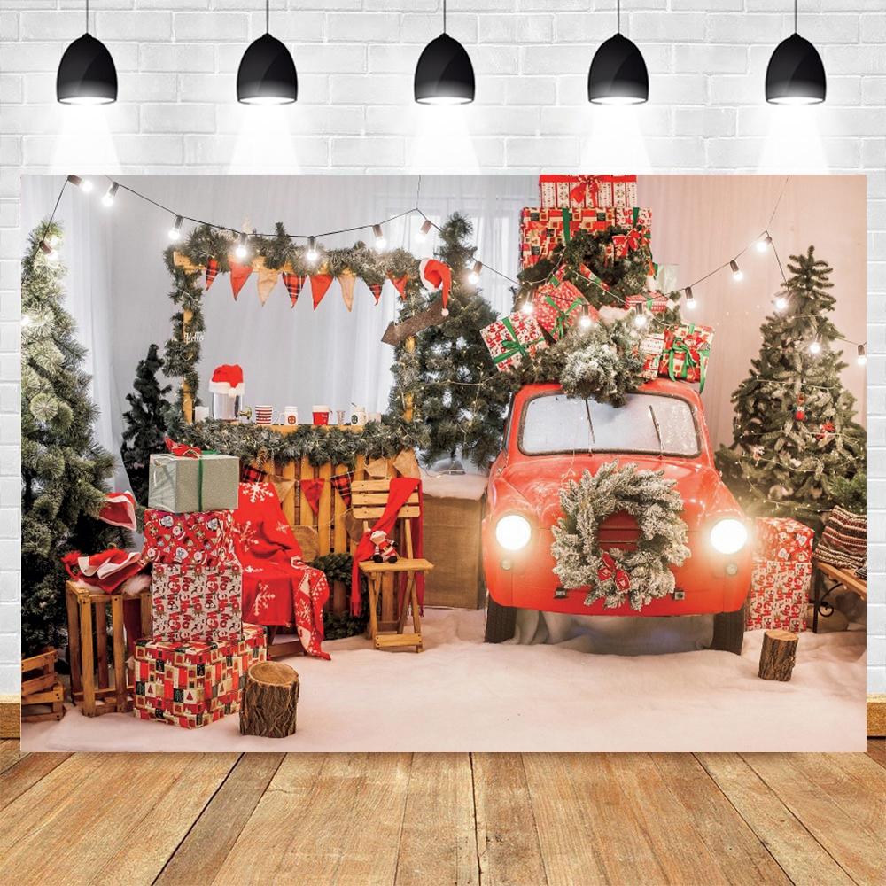 Christmas Photography Background Custom Christmas Tree Fireplace Poster Family Portrait Children Carnival Party Banner Decor