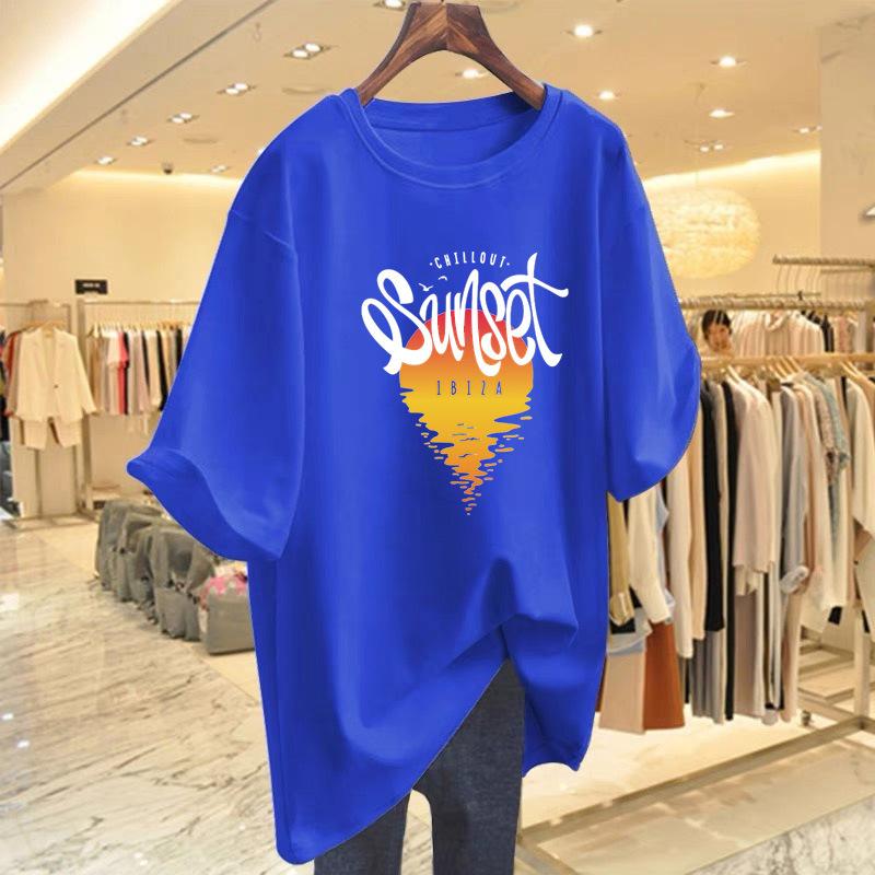 Pure cotton retro printing foreign versatile pure cotton short-sleeved black t-shirt women's summer new 2025 top ns tide