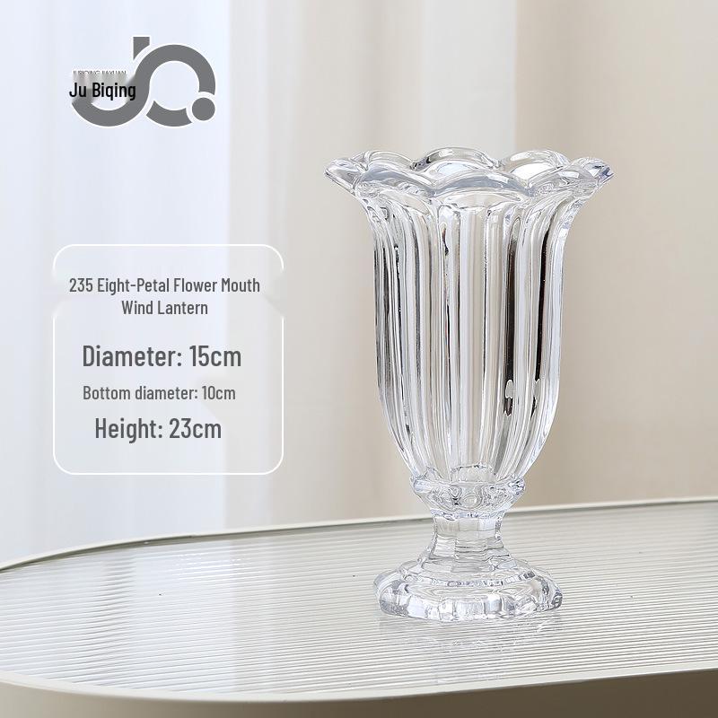European Luxury Roman-Style High-Foot Lantern Vase: Transparent Flower Vase & Candle Holder for Bedrooms