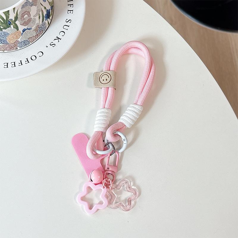 Dopamine Color Hollow Star Mobile Phone Case Clip Portable Rope Bold Braided Rope Lanyard Anti-Drop And Anti-Lost Keychain