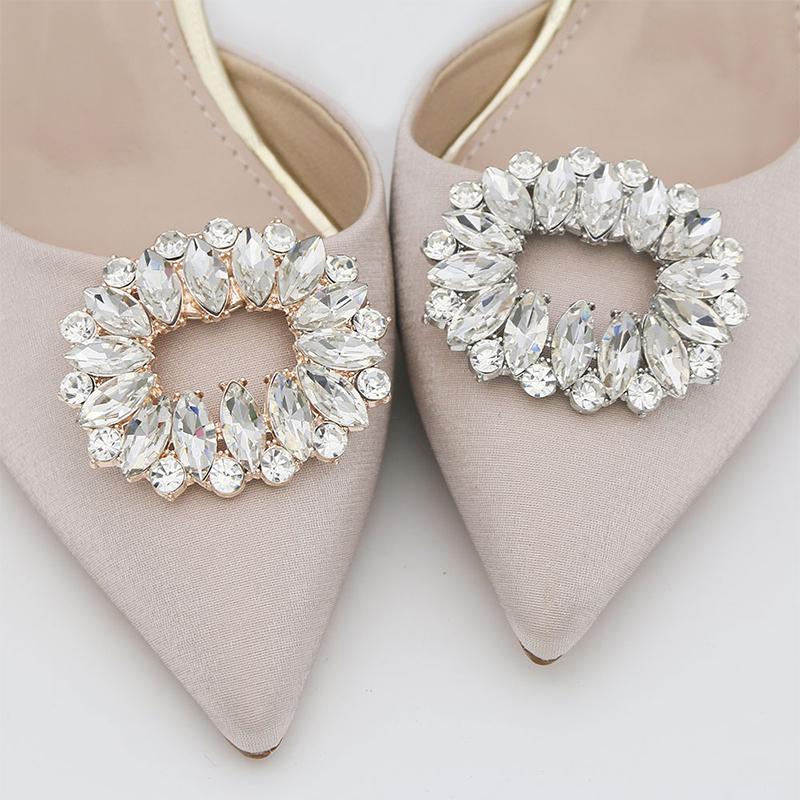 1 Pair Lady Shoe Clips Wedding Bride Shoes Decoration Women High Heel Charms Jewelry Shoes Rhinestones Crystal Decoration