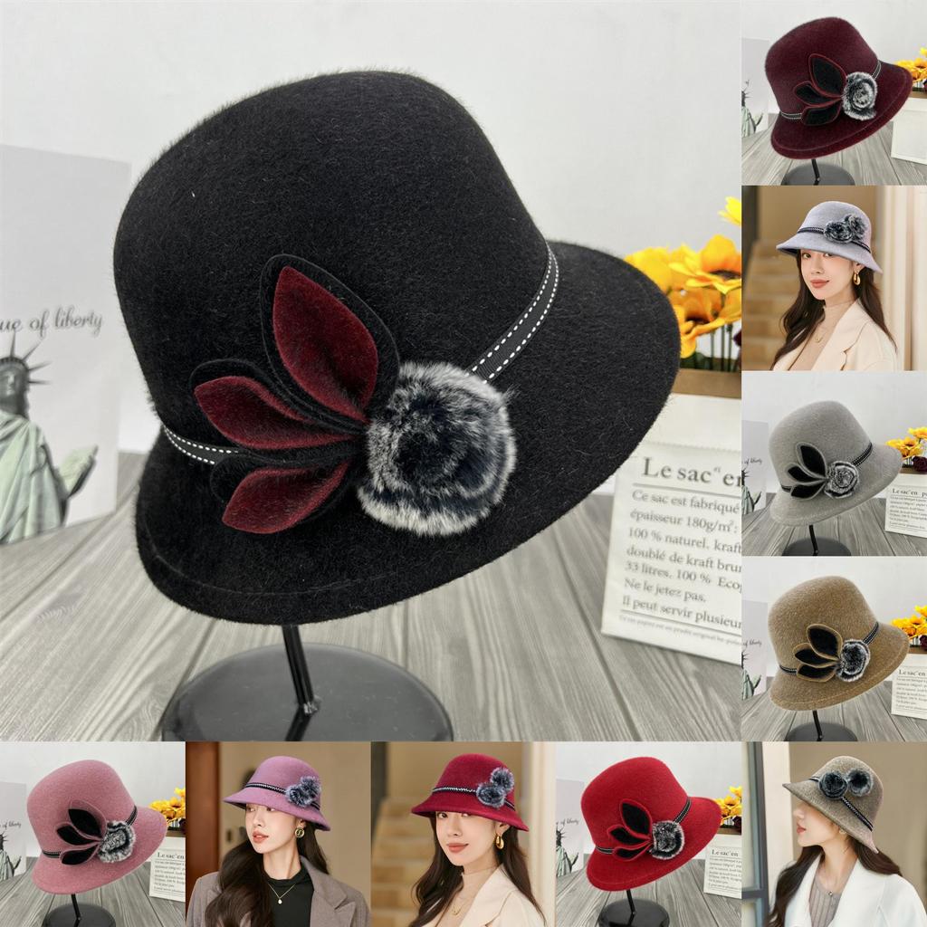 Womens Autumn Winter Wool Fedora Hat With Adjustable Fit For Casual Wear