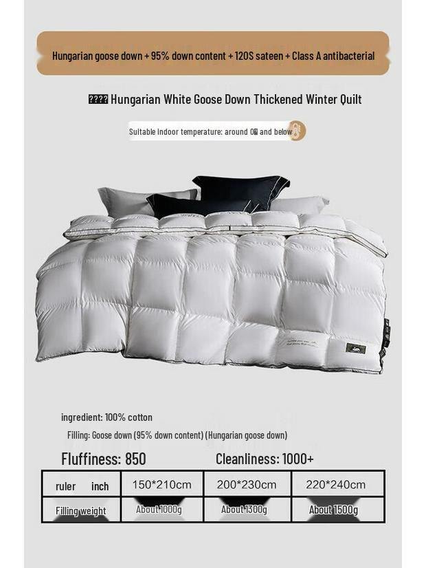 Mercury Home Textiles 95% White Goose Down Winter Comforter
