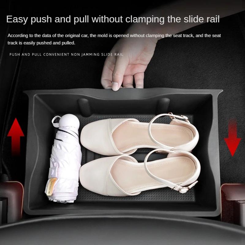 For Tesla Model Y Storage Box Under The Front Seats TPE Material Durable and Textured Designed with The Original Car Mold