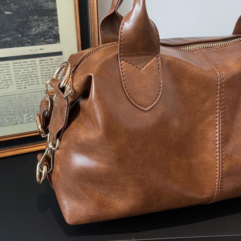 Modische Damen-Lederhandtasche Vintage Boston Boston-Tasche Umhängetasche mit abnehmbarem Riemen Geeignet für Arbeit, Einkaufen und Reisen