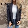Leopard Print Office Coat Women Suit Lapel Long Sleeve Cuffs Workwear Jacket Solid Color Loose Fit Open Front Casual Business Outwear
