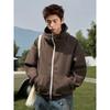 Wassup American Retro Heavyweight Hooded Sweatshirt Autumn Air Layer Casual Stand Collar Woolen Jacket for Men