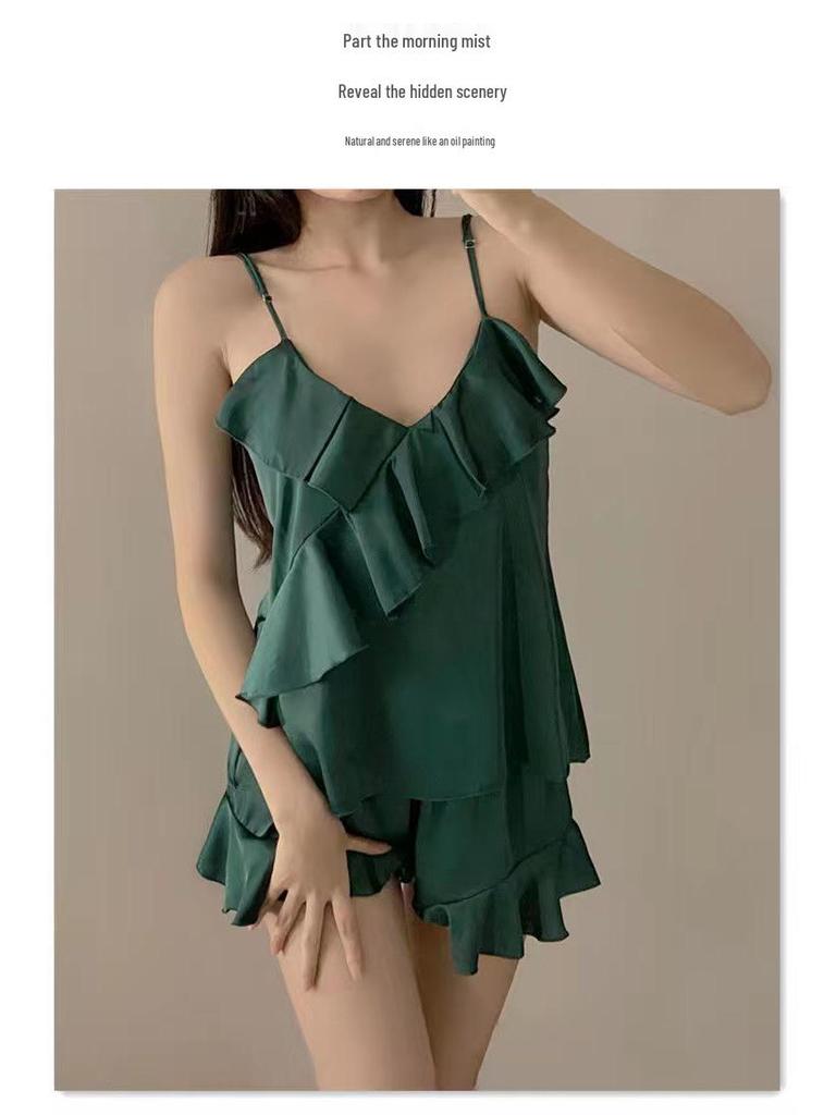 Damen Sommer Eis Seide Camisole & Shorts Zweiteiler - Trendige Loungewear