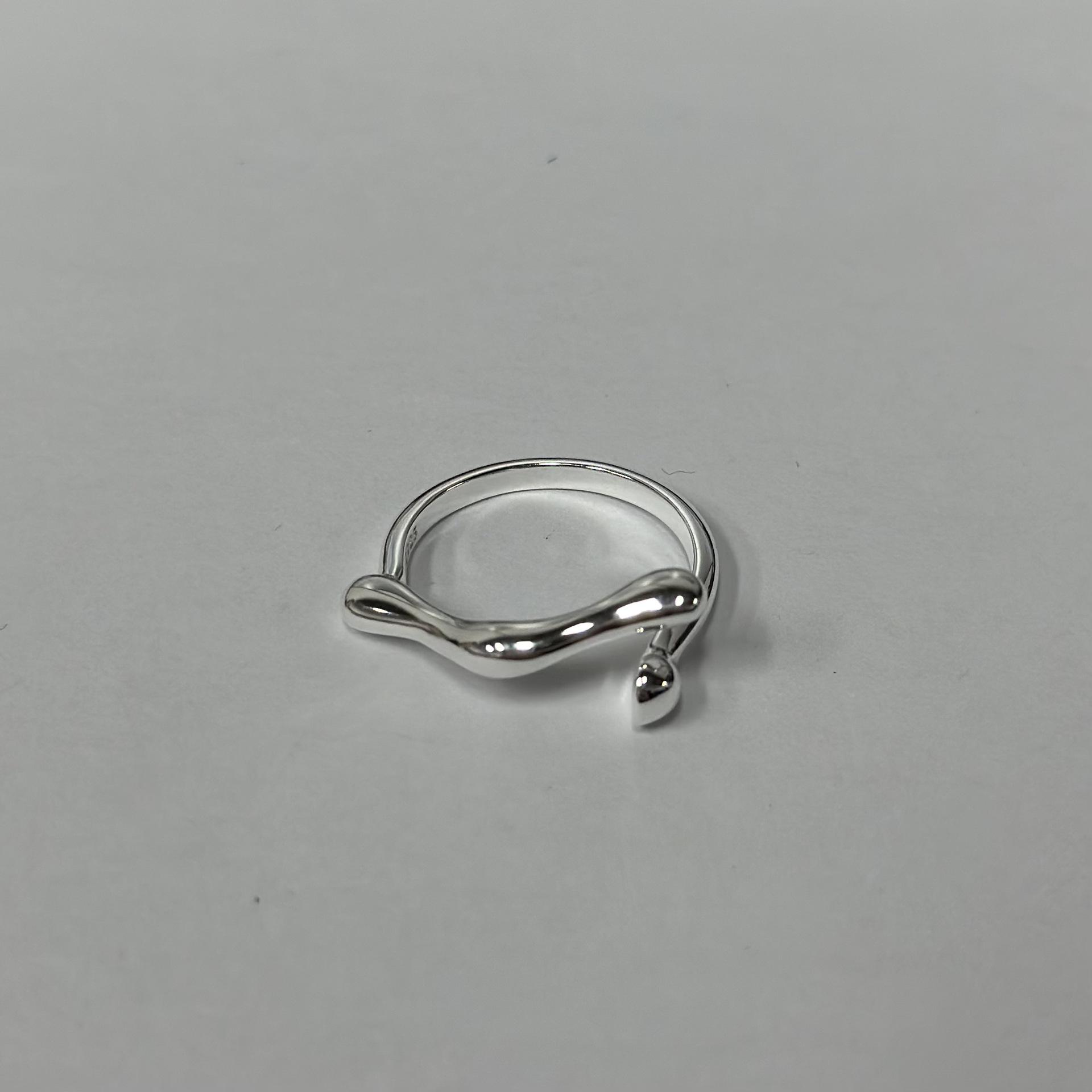 Su Chuang S925 Sterling Silver Irregular Geometric Open Ring for Women - Simple, Versatile Design Adjustable Open