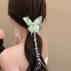 Girls Hair Pin Butterflies Decor Faux Pearls Beaded Long Tassel Hair Clip Wedding Prom Birthday Hair Barrette