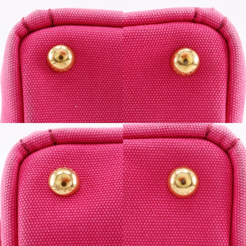 Prada Canapa Handbag 2WAYShoulder Tote Bag Pink Canvas Women Used