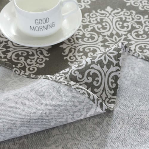 Meioro Round Tablecloth, Retro Floral Design, Table Cover, Available in Various Sizes, Multi-Purpose, Interior Decor (Gray, 120cm)