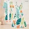 Women Plus Size Two Piece Set Fruit Leaf Printed Short Sleeve Draped Cardigan V Neck Strappy Flared Dress