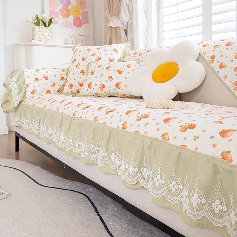 Pastoral Non-slip Sofa Cushion Four Seasons Universal Pure Cotton Fabric Sofa Cushion Simple Cover Towel Cover Cloth