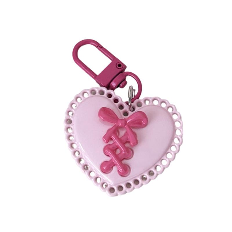 1PC Keychain Initial Pendant For Bags Backpacks Key Accessory Bowknot Creative Plastic Portable Heart Gift Colourful Lightweight
