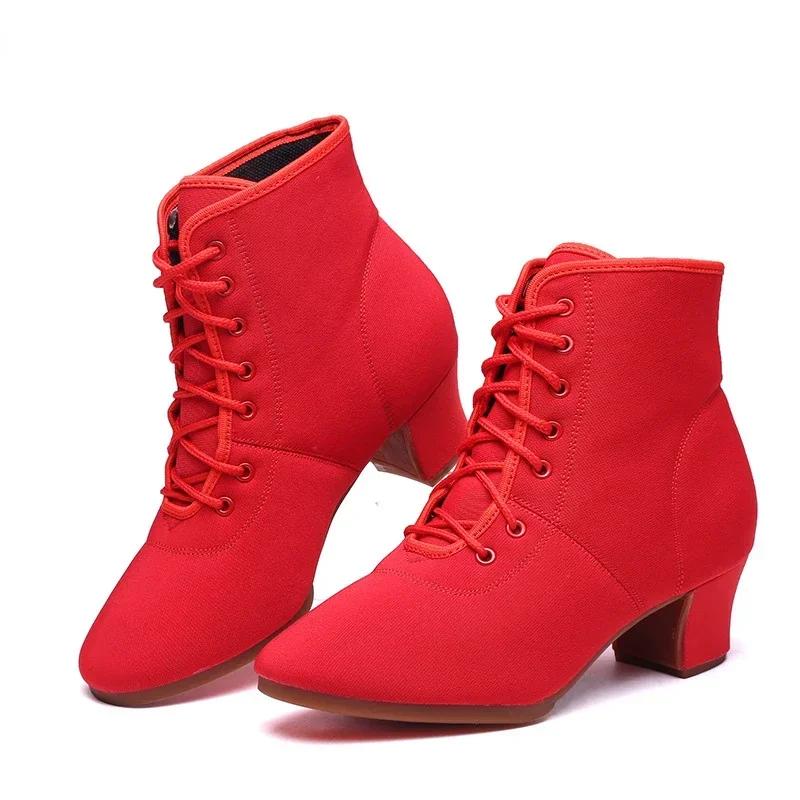 High Top Tanzschuhe Damen Latin Salsa Jazz Tanzstiefel Damen High Heels 3cm 5cm Outdoor Erwachsene Frau Ballroom Dance Sneakers
