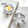 Dekorativer Glas Kerzenhalter Blume Teelichthalter, Pflaumenblüte Langlebig für Haus Party Dekoration, Hochzeit Tischmitte Schlafzimmer